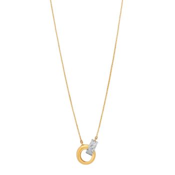 22ct Yellow Gold Dual-Tone Circle Pendant Necklace
