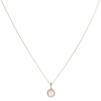 18ct Yellow Gold 0.10ct Diamond And Opal Cluster Pendant And Chain 16"
