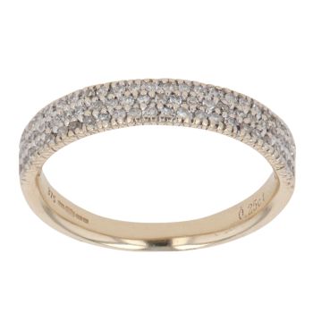 9ct Yellow Gold 0.25ct Brilliant Cut Diamond Three Row Ring