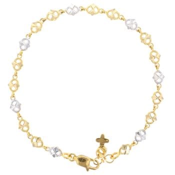 22ct Yellow And White Gold Fancy Kisses Bracelet 7"