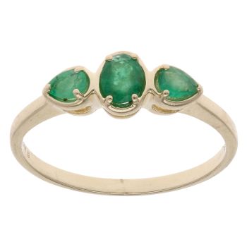 9ct Yellow Gold Emerald Three Stone Ring