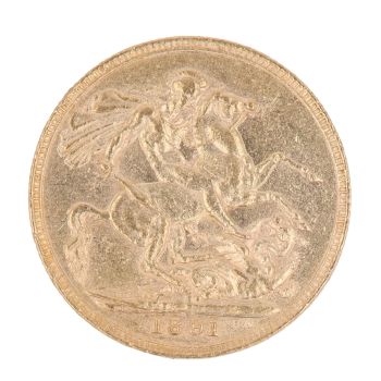 1891 Victoria Jubilee Head UK Full Sovereign Coin
