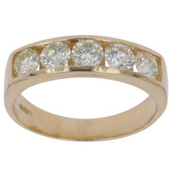 14ct Yellow Gold 1.00ct Brilliant Cut Diamond Five Stone Ring
