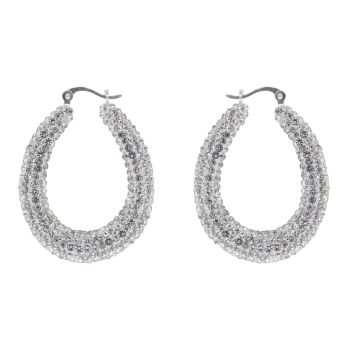 Silver Crystal Hoop Earrings