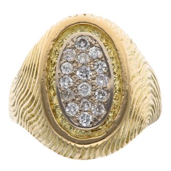 18ct Yellow Gold 0.50ct Brilliant Cut Diamond Cluster Signet Ring