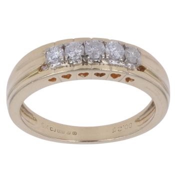 9ct Yellow Gold 0.25ct Brilliant Cut Diamond Five Stone Ring