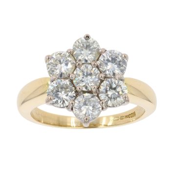 18ct Yellow Gold 2.20ct Brilliant Cut Diamond Cluster Ring