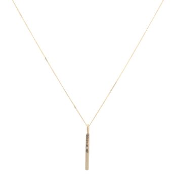 9ct Yellow Gold 0.05ct Diamond Bar Pendant and Chain 18"