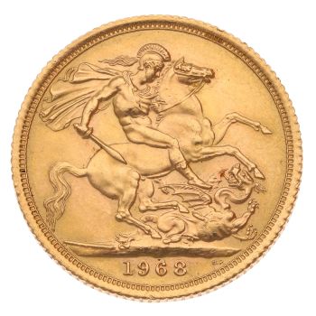1968 Elizabeth II First Portrait UK Full Sovereign Coin
