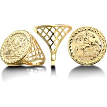 9ct Yellow Gold Full St George Insert Basket Ring