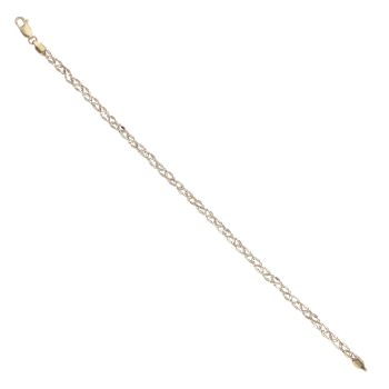 9ct Yellow and White Gold Beaded Twist Bracelet 7"
