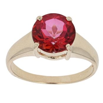 9ct Yellow Gold Red Gemstone Solitaire Ring
