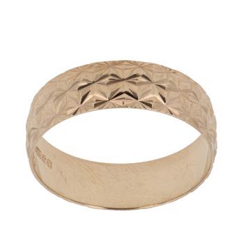9ct Yellow Gold Patterned Wedding Band 5.9mm