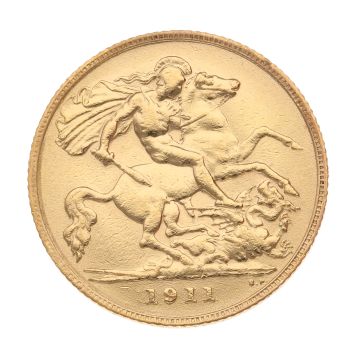 1911 George V Large Head UK Half Sovereign Coin