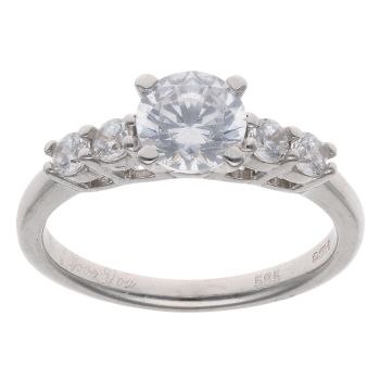 14ct White Gold Cubic Zirconia Five Stone Ring