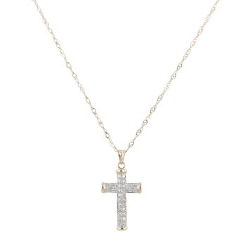 9ct Yellow Gold 0.45ct Diamond Cross Pendant and Chain 22"