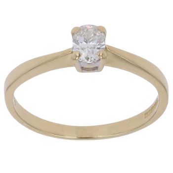 18ct Yellow Gold 0.25ct Oval Cut Diamond Solitaire Ring