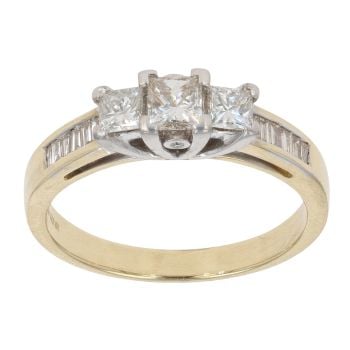 18ct Yellow Gold 1.00ct Princess Cut Diamond Trilogy Ring