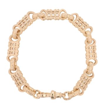 9ct Yellow Gold Patterned Fancy Bars Bracelet 8.5"