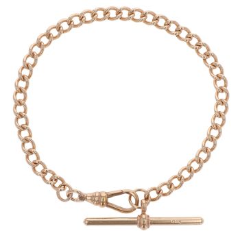 9ct Rose Gold T-Bar Albert Bracelet 7.5"