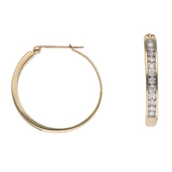 9ct Yellow Gold 0.50ct Brilliant Cut Diamond Hoop Earrings
