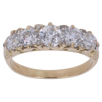 18ct Yellow Gold 1.65ct Old Cut Diamond Five Stone Eternity Ring