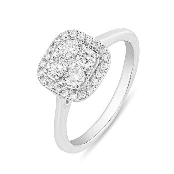 9ct White Gold 0.50ct Cushion Lab Grown Diamond Ring