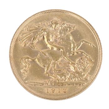 1912 George V Large Head UK Half Sovereign Coin