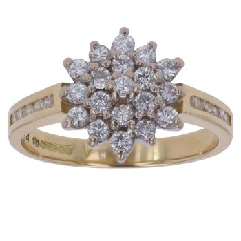 18ct Yellow Gold 0.65ct Brilliant Cut Diamond Cluster Ring
