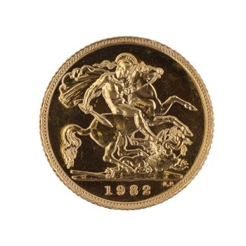1982 Elizabeth II Decimal Portrait UK Half Sovereign Coin