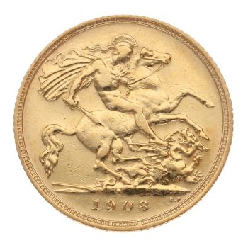1908 Edward VII Large Head Australia Half Sovereign Coin