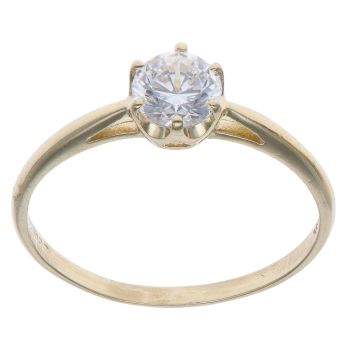 14ct Yellow Gold Cubic Zirconia Solitaire Ring