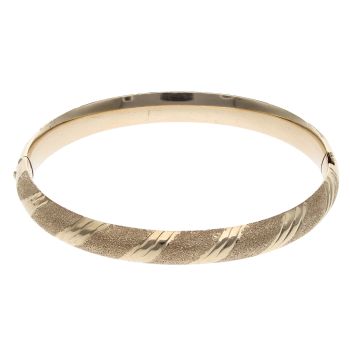 9ct Yellow Gold Patterned Frosted Expanding Bangle