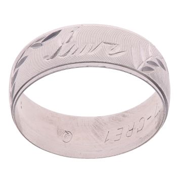 9ct White Gold Patterned Leaf Wedding Band 6mm