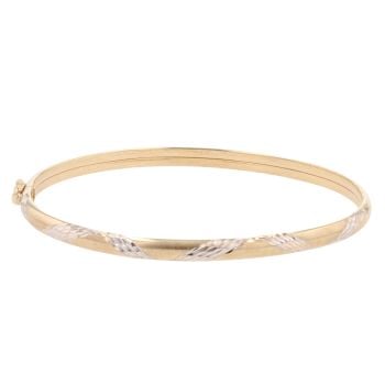 9ct Yellow And White Gold Patterned Bangle