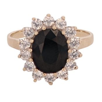 9ct Yellow Gold Cubic Zirconia and Sapphire Cluster Ring