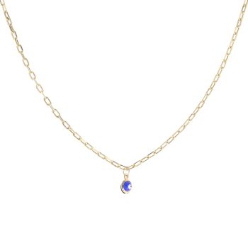 14ct Yellow Gold Children's Blue Eye Pendant And Chain 14"
