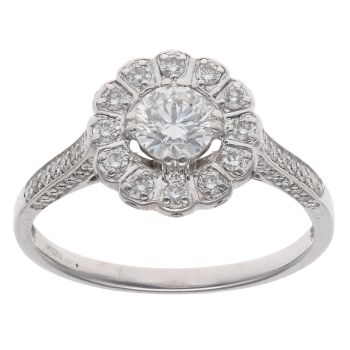 18ct White Gold 1.00ct Brilliant Cut Diamond Cluster Ring