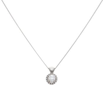 Platinum 0.80ct Brilliant Cut Diamond Solitaire Pendant and Chain 18"