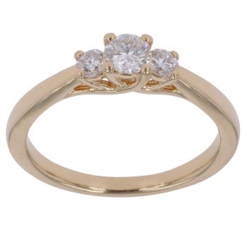 18ct Yellow Gold 0.50ct Brilliant Cut Diamond Trilogy Ring