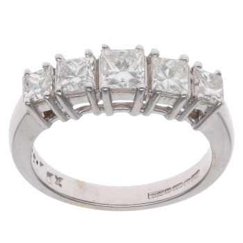 18ct White Gold 1.50ct Princess Cut Diamond Five Stone Ring