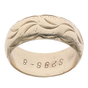 9ct Yellow Gold Patterned Wedding Band 7mm