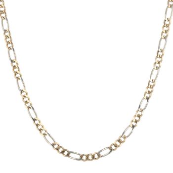 18ct Yellow and White Gold Figaro Chain 24"