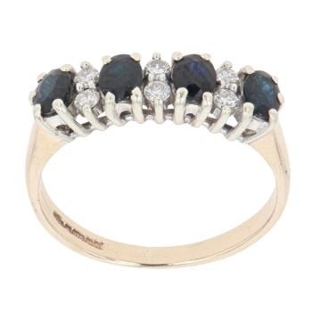 9ct Yellow Gold 0.10ct Diamond And Sapphire Ring
