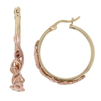 9ct Yellow and Rose Gold Tree Of Life Clogau Hoop Earrings