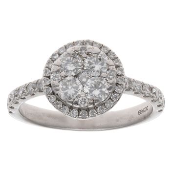 18ct White Gold Brilliant Cut 0.80ct Diamond Cluster Ring