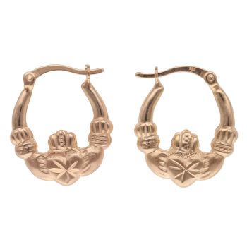 Gold Plated Silver Claddagh Hoop Earrings