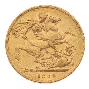 1884 Victoria Young Head UK Full Sovereign Coin
