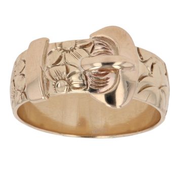 9ct Yellow Gold Patterned Buckle Ring