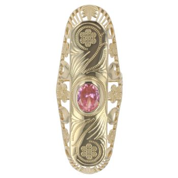 9ct Yellow Gold Pink Gemstone Fancy Ring
